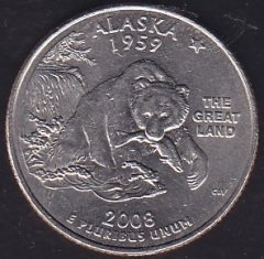 Amerika Çeyrek Dolar 2008 D Hatıra Alaska