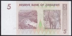 Zimbabwe 5 Dolar 2007 Çil Pick 66