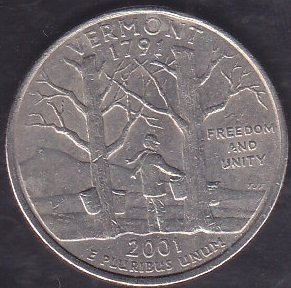 Amerika Çeyrek Dolar 2001 Hatıra Vermont