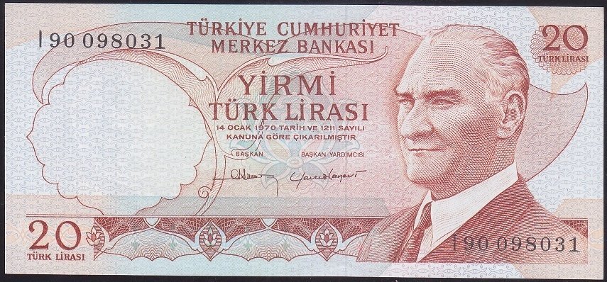 6.EMİSYON 4.TERTİP 20 LİRA I90 098031 ÇÇT ÇİLALTI