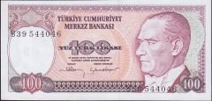 7.Emisyon 1.Tertip 100 Lira B39 544046 Çil