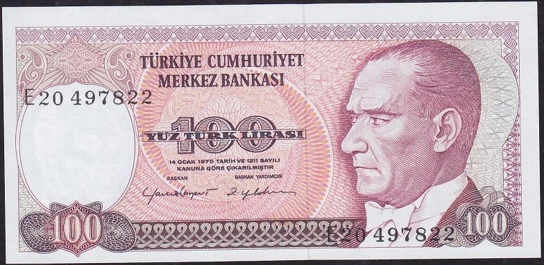 7.Emisyon 2.Tertip 100 Lira E20 497822 Çil