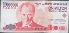 7.Emisyon 10.000.000 Lira A17 110800 Çok Temiz+