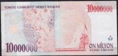 7.Emisyon 10000000 Lira A17 110800 Çok Temiz+