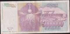 Yugoslavya 5.000.000 Dinar 1993 Çok Temiz+