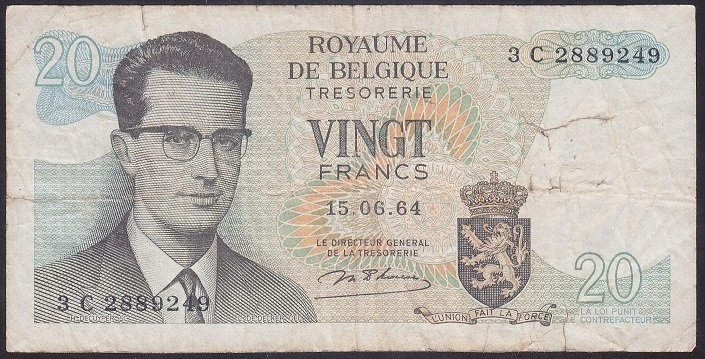 BELÇİKA 20 FRANK 1964 TEMİZ