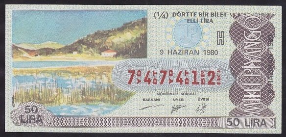 1980 9 HAZİRAN ÇEYREK BİLET - H SERİSİ