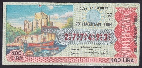1984 29 HAZİRAN YARIM BİLET Y SERİSİ