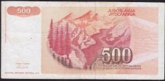 Yugoslavya 500 Dinar 1991 Çok Temiz+