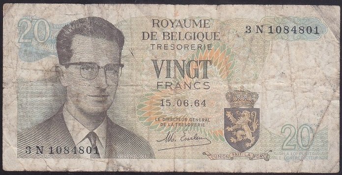 BELÇİKA 20 FRANK 1964 TEMİZ