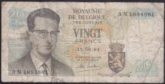 BELÇİKA 20 FRANK 1964 TEMİZ
