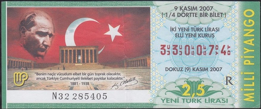 2007 9 Kasım Çeyrek Bilet - R Serisi