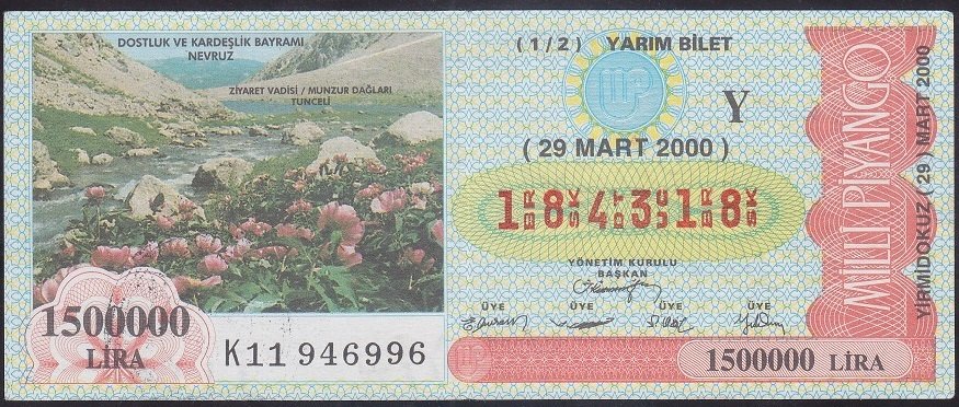 2000 29 MART YARIM BİLET - Y SERİSİ