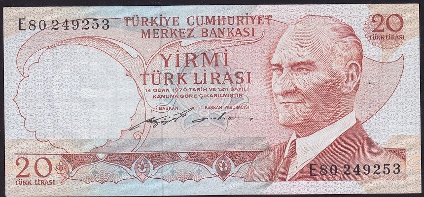6.Emisyon 2.Tertip 20 Lira E80 249253 Çilaltı