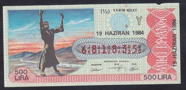 1984 19 HAZİRAN YARIM BİLET Y SERİSİ