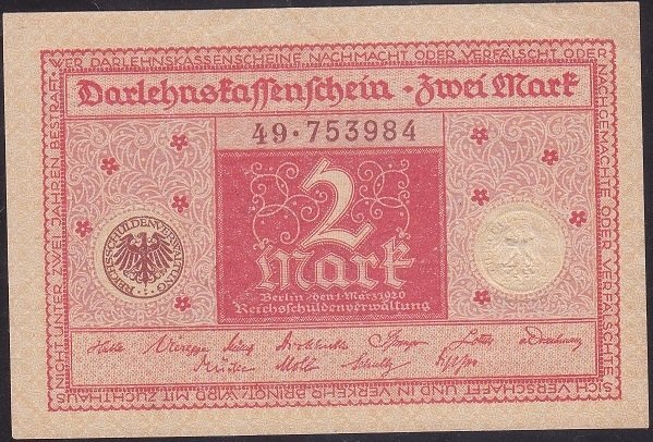 Almanya 2 Mark 1920 Çİlaltı Çil ( R65b )