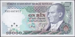 7.Emisyon 3.Tertip 10000 Lira H35 097972 Çil