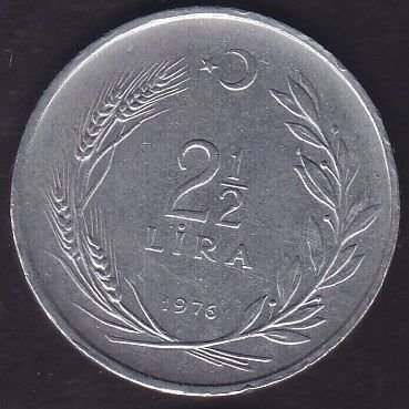 1976 Yılı 2.5 Lira Düz