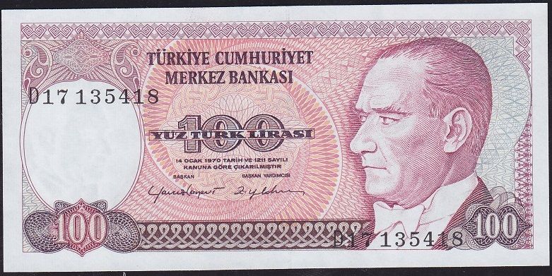 7.Emisyon 2.Tertip 100 Lira D17 135418 Çil