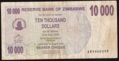 Zimbabwe 10000 Dolar 2008 Çok Temiz