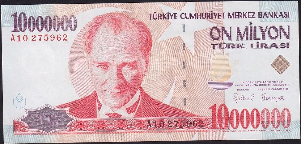 7.Emisyon 10.000.000 Lira A10 275962 Çok Çok Temiz