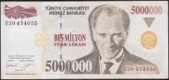 7.Emisyon 5.000.000 Lira G20 474055 Çok Temiz+