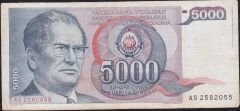 Yugoslavya 5000 Dinar 1985 Çok Temiz