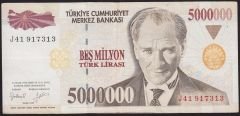 7.Emisyon 5 000 000 Lira J41 917313 Çok Temiz+