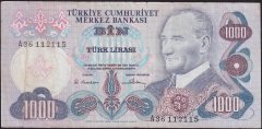 6.Emisyon 1.Tertip 1000 Lira A36 112115 Temiz ( ortada açılma var )