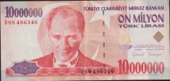 7.Emisyon 10 000 000 Lira D88 486346 Çok Temiz+