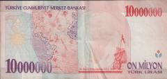 7.Emisyon 10 000 000 Lira D88 486346 Çok Temiz+