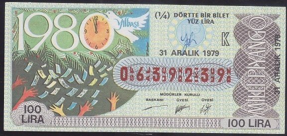 1979 31 ARALIK ÇEYREK BİLET K SERİSİ