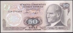 6.Emisyon 2.Tertip 50 Lira J18 277866 Çil