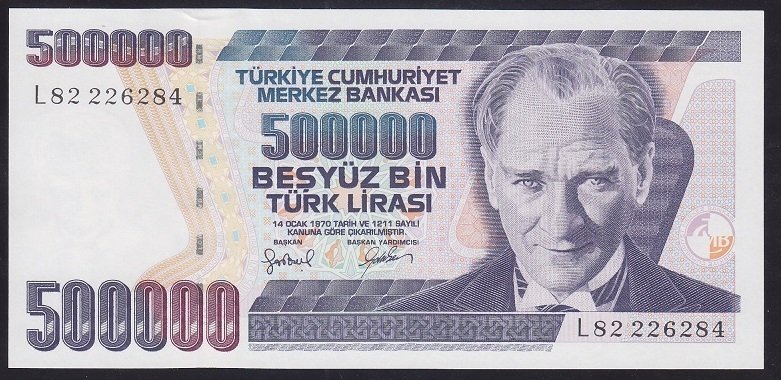 7.EMİSYON 4.TERTİP 500000 LİRA L82 226284 ÇİL