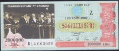 2000 29 EKİM YARIM BİLET - Z SERİSİ