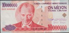 7.Emisyon 10 000 000 Lira D87 908945 Çok Çok Temiz