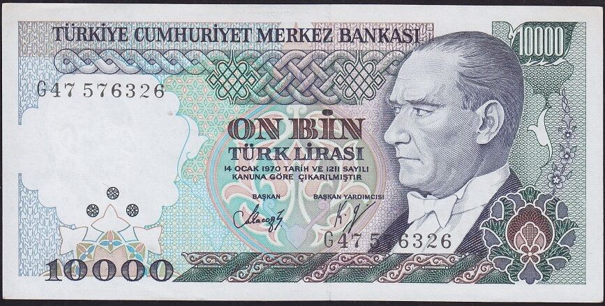 7.Emisyon 3.Tertip 10000 Lira G47 576326 Çilaltı Çil