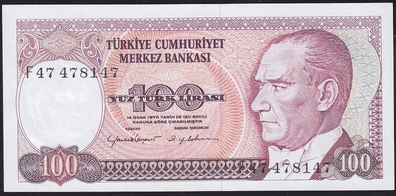 7.Emisyon 2.Tertip 100 Lira F47 478147 Çilaltı Çil