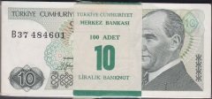 7.Emisyon 1.Tertip 10 Lira B37 484601 - 700 arası Deste ( 99 adet ) Çil ( bir kaç adet çilaltı çil çıkabilir)