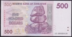 ZİMBABWE 500 DOLAR 2007 ÇİL
