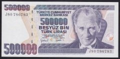 7.EMİSYON 4.TERTİP 500000 LİRA J80 786783 ÇİL (kulakta sayma kırığı var)