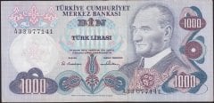 6.Emisyon 1.Tertip 1000 Lira A33 077141 Çok Temiz+
