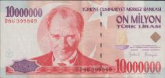 7.Emisyon 10 000 000 Lira D86 399869 Çok Temiz+