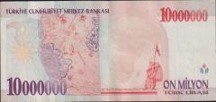7.Emisyon 10 000 000 Lira D86 399869 Çok Temiz+