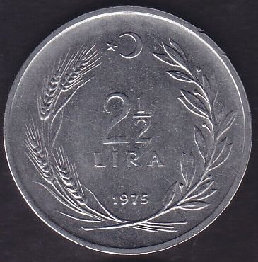 1975 Yılı 2.5 Lira Ters