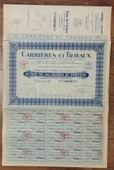 Hisse Senedi - CARTİERES ET TRAVAUX 1929 ( 47 X 32 cm )