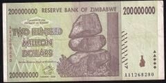 Zimbabwe 200000000 Dolar 2008 Çok Temiz+ Pick 81