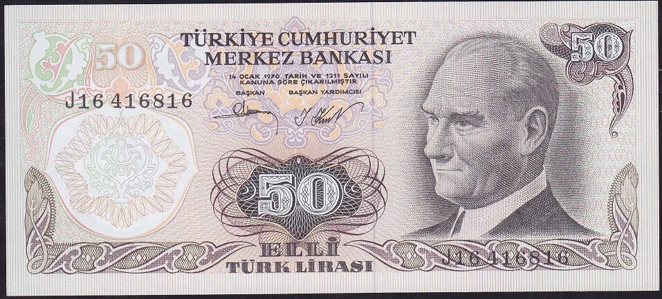 6.Emisyon 2.Tertip 50 Lira J16 416 816 Çil