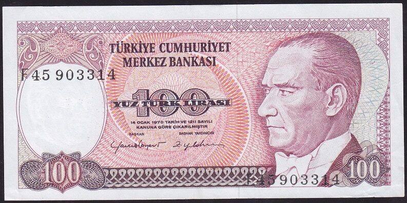 7.Emisyon 2.Tertip 100 Lira F45 903314 Çok Temiz+