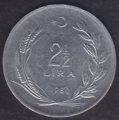 1980 YILI 2.5 LİRA ( TERS )